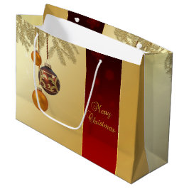 Sacola Para Presentes Grande Natal do Ouro Elegante