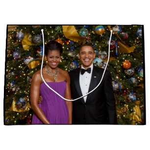 Sacola Para Presentes Grande Natal do Presidente Barack Obama e Michelle