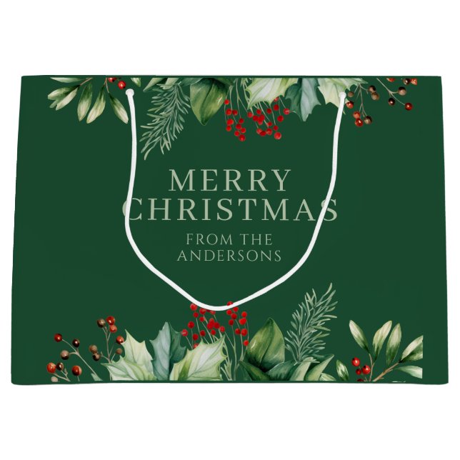 Sacola Para Presentes Grande Natal Elegante  (Frente)