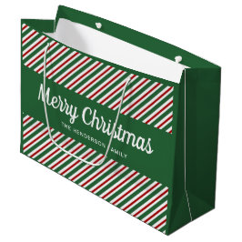 Sacola Para Presentes Grande Natal Elegante Red and Green Strips