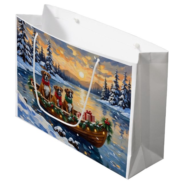 Sacola Para Presentes Grande Natal em Barco com Boxer (Frente inclinada)