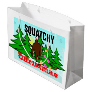 Sacola Para Presentes Grande Natal engraçado Bigfoot de Squatchy foleiro