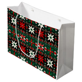 Sacola Para Presentes Grande Natal Escandinavo Fair Isle