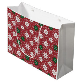 Sacola Para Presentes Grande Natal Escandinavo Fair Isle