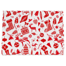 Sacola Para Presentes Grande Natal Escandinavo Festivo