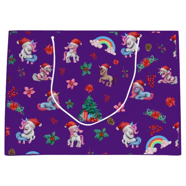 Sacola Para Presentes Grande Natal - Feriado Mágico de Arranjo de Presente do U (Frente)