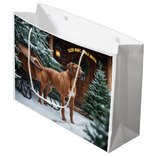 Sacola Para Presentes Grande Natal Festivo do Ridgeback da Rodésia