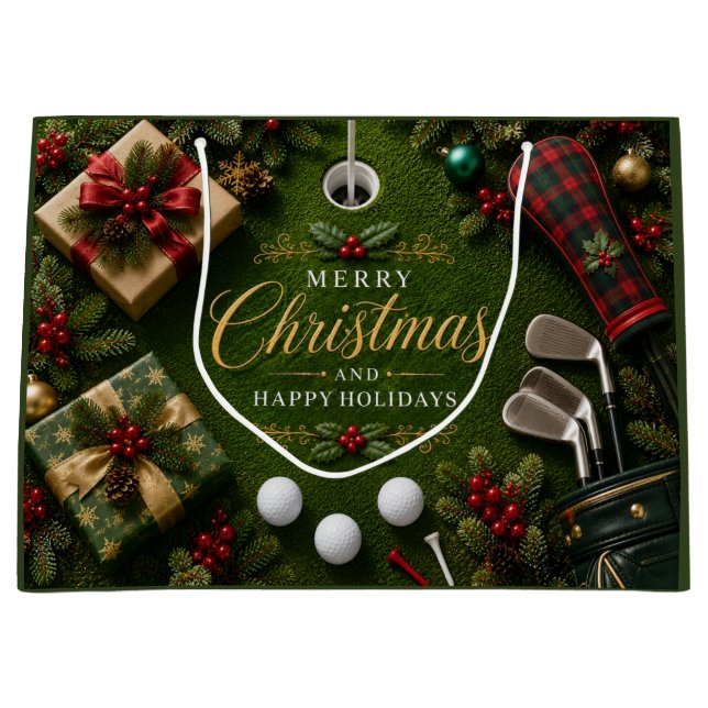 Sacola Para Presentes Grande Natal Golfe Férias (Frente)