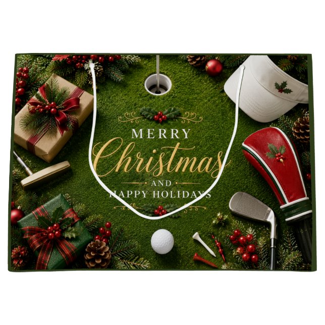 Sacola Para Presentes Grande Natal Golfe Férias (Frente)