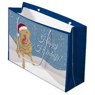 Sacola Para Presentes Grande Natal Holiday Dudley Labrador