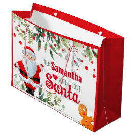 Sacola Para Presentes Grande Natal & Homem de Biscoito Personalizado Natal