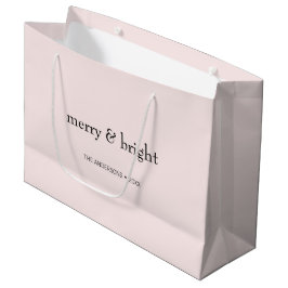 Sacola Para Presentes Grande Natal Moderno Alegre e Brilhante Rosa Preto Feriad
