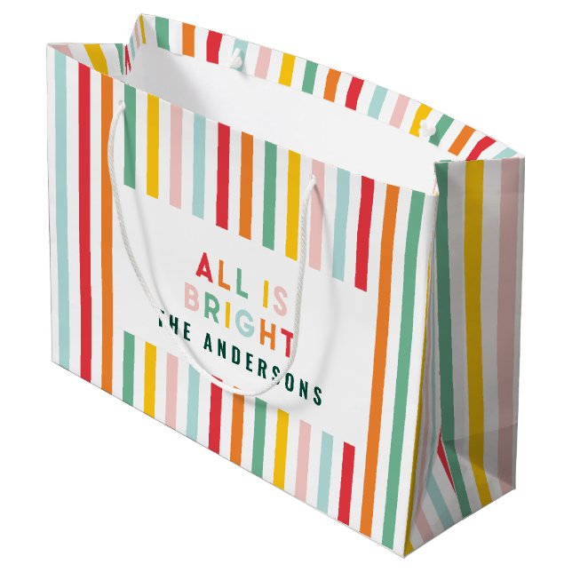 Sacola Para Presentes Grande Natal moderno e simples da família (Verso inclinado)