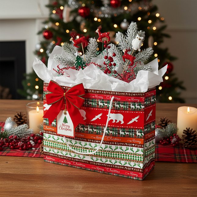 Sacola Para Presentes Grande Natal na floresta (Criador carregado)