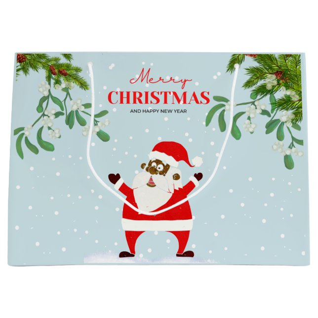 Sacola Para Presentes Grande Natal negro afro-americano (Frente)