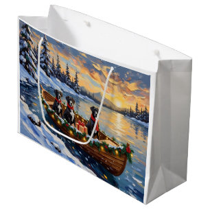 Sacola Para Presentes Grande Natal no Barco do Grande Danês