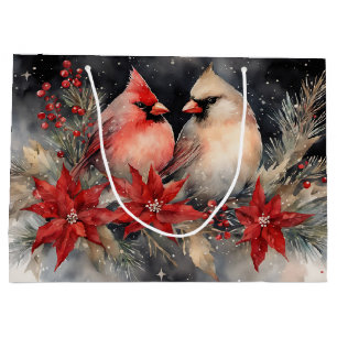 Sacola Para Presentes Grande Natal - Par impressionante de cardeais