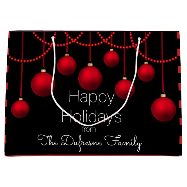 Sacola Para Presentes Grande Natal personalizado e elegante (Frente)