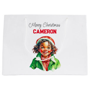 Sacola Para Presentes Grande Natal Personalizado para a Menina Vintage