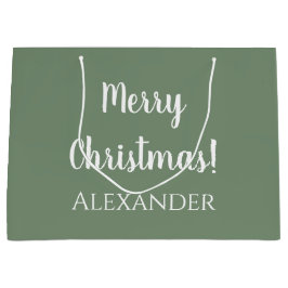 Sacola Para Presentes Grande Natal personalizado sábio verde feliz Natal