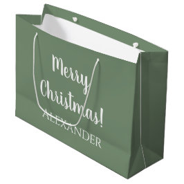 Sacola Para Presentes Grande Natal personalizado sábio verde feliz Natal
