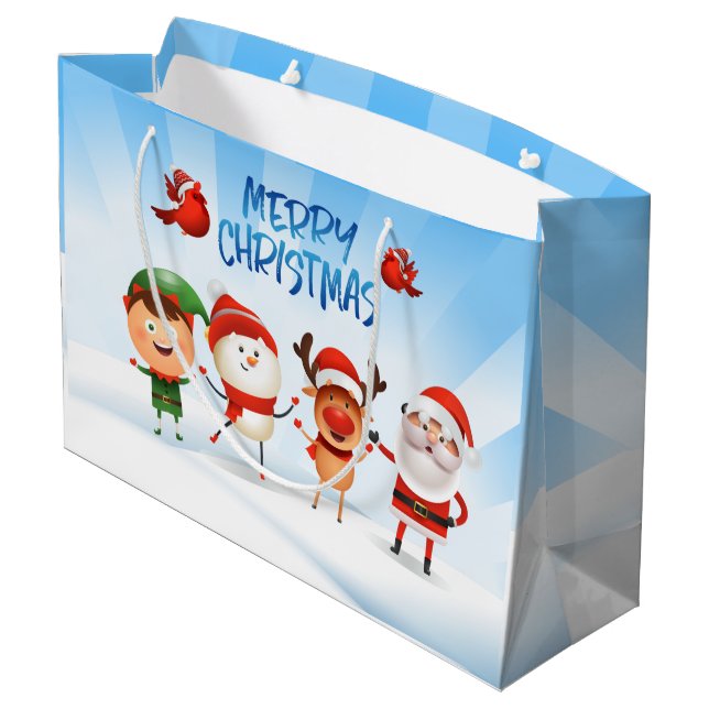 Sacola Para Presentes Grande Natal Rudolf A Reindeer e Amigos (Verso inclinado)