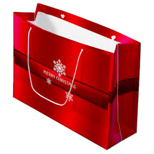 Sacola Para Presentes Grande Natal, Satã Vermelha, Flocos de neve,Personalizado