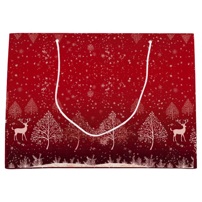 Sacola Para Presentes Grande Natal Vermelho Fofo (Frente)