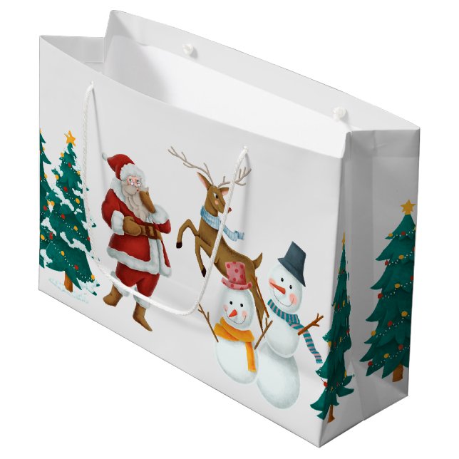 Sacola Para Presentes Grande Natal vintage (Frente inclinada)