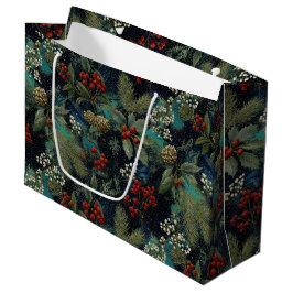 Sacola Para Presentes Grande Natal Vintage Elegante Brilho II
