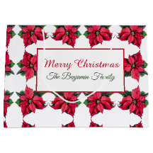 Natal vintage Red White Poinsettias Personalizadas