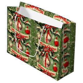 Sacola Para Presentes Grande Natal Vintage Retro: Yuletide Século XX 3