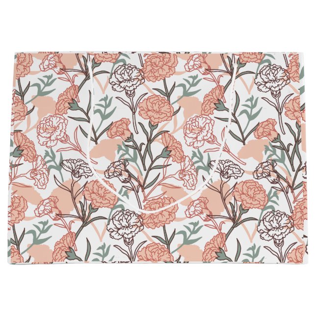 Sacola Para Presentes Grande Nature Inspirou Floral: Padrão De Flor De Cravos (Frente)