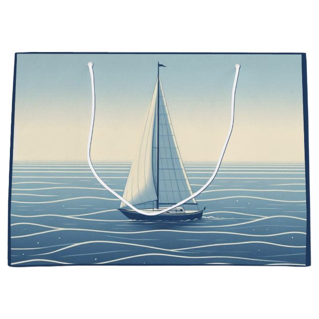 Sacola Para Presentes Grande Navio de vela no alto mar (Frente)