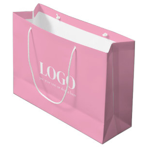 Sacola Para Presentes Grande Negócios Personalizados Rosa e Branco