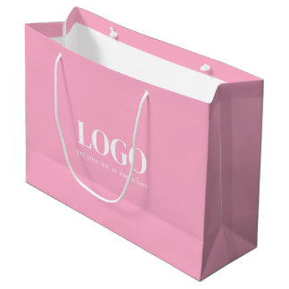 Sacola Para Presentes Grande Negócios Personalizados Rosa e Branco