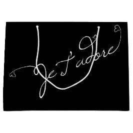 Sacola Para Presentes Grande negro Je T adore francês por eu te adorar