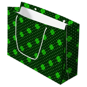 SACOLA PARA PRESENTES GRANDE NEON GREEN CELTIC SHAMROCKS & BOLINHAS IRLANDESAS