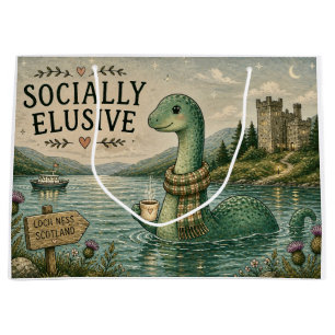 Sacola Para Presentes Grande Nessie Esquiva Socialmente Críptido Aconchegante L