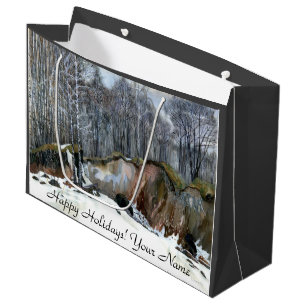 Sacola Para Presentes Grande Neve ravinepainting aquarela