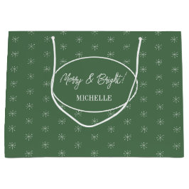 Sacola Para Presentes Grande Neve Russa Em Verde