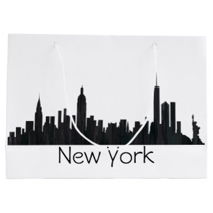 SACOLA PARA PRESENTES GRANDE NEW YORK, ÓLEOS DA SKYLINE DE NY -