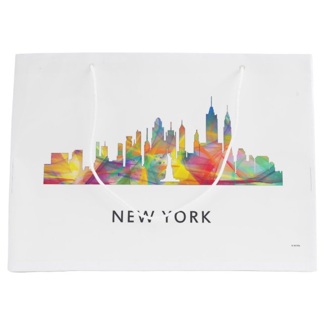 SACOLA PARA PRESENTES GRANDE NEW YORK, SKYLINE WB1 DE NY - (Frente)