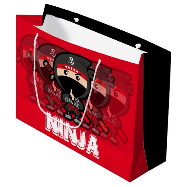 Sacola Para Presentes Grande Ninja Boy Christmas (Frente inclinada)