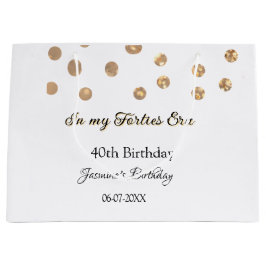 Sacola Para Presentes Grande No meu aniversário de 40, ouro pontos feliz