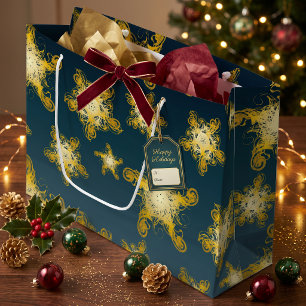 Sacola Para Presentes Grande Noite Estelar de Aniversário de Natal em Ouro da M