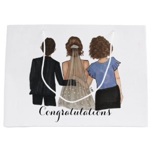 Sacola Para Presentes Grande Noiva com Casamento de Ilustração de Pais