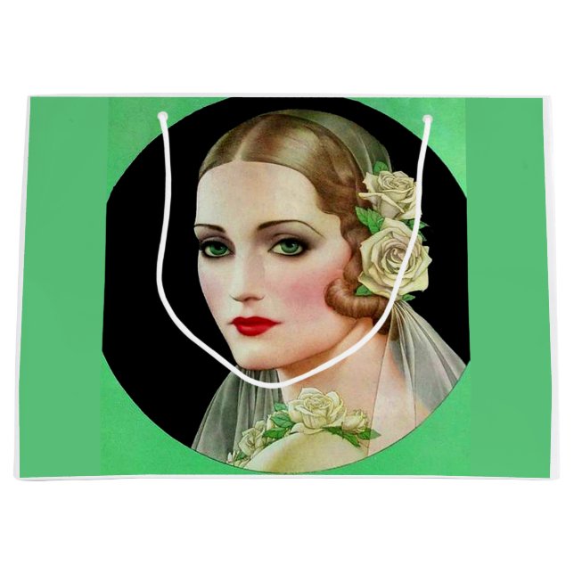 Sacola Para Presentes Grande noiva de rosa branca (Frente)