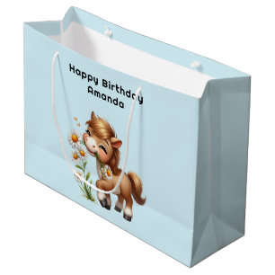Sacola Para Presentes Grande Noivado das Visitas de Cute Pony