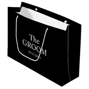 Sacola Para Presentes Grande Noivo Casamento Simples Clássico Preto Branco 